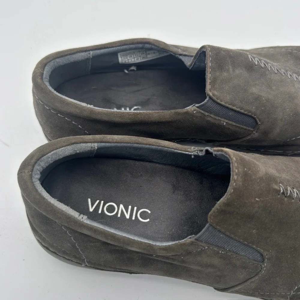 Vionic Addison Loafers Women Sz 9 Grey Suede Orthopedic Comfort Shoes